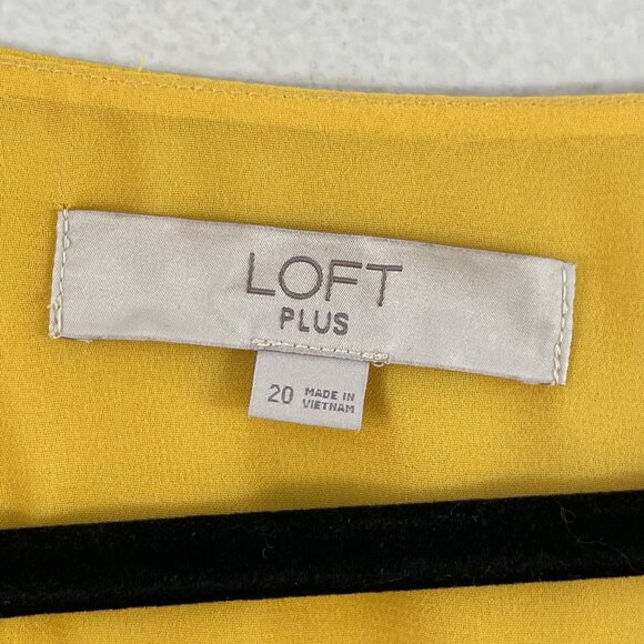 Loft Plus Size 20 Button Front Yellow Blouse Long Sleeve V Neck Shirt Top - Picture 3 of 9